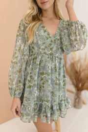 liza Long Sleeve Floral Print Mini Dress