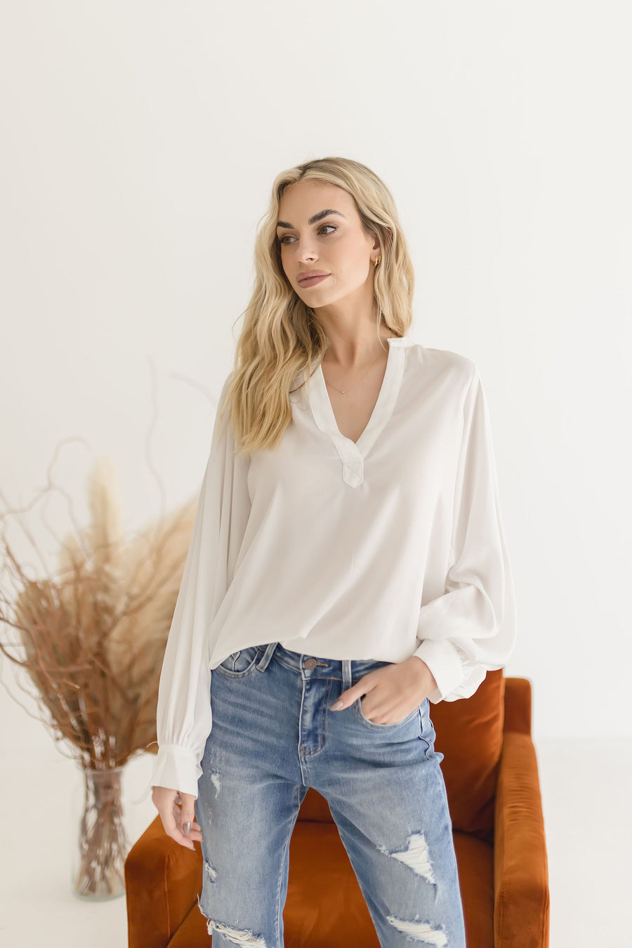 Tiara Long Sleeve Satin Top