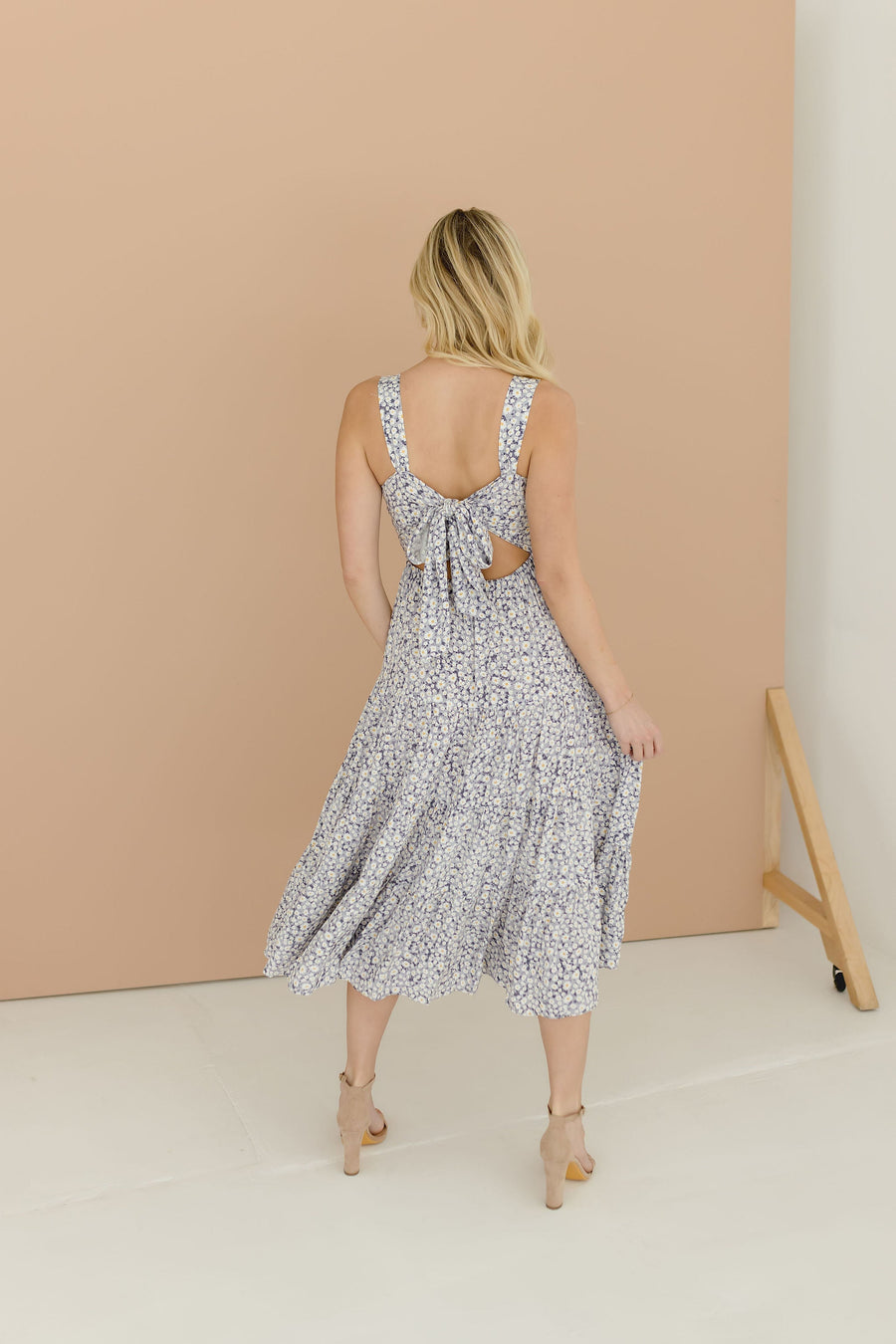 Jolene Floral Print Back Tie Midi Dress