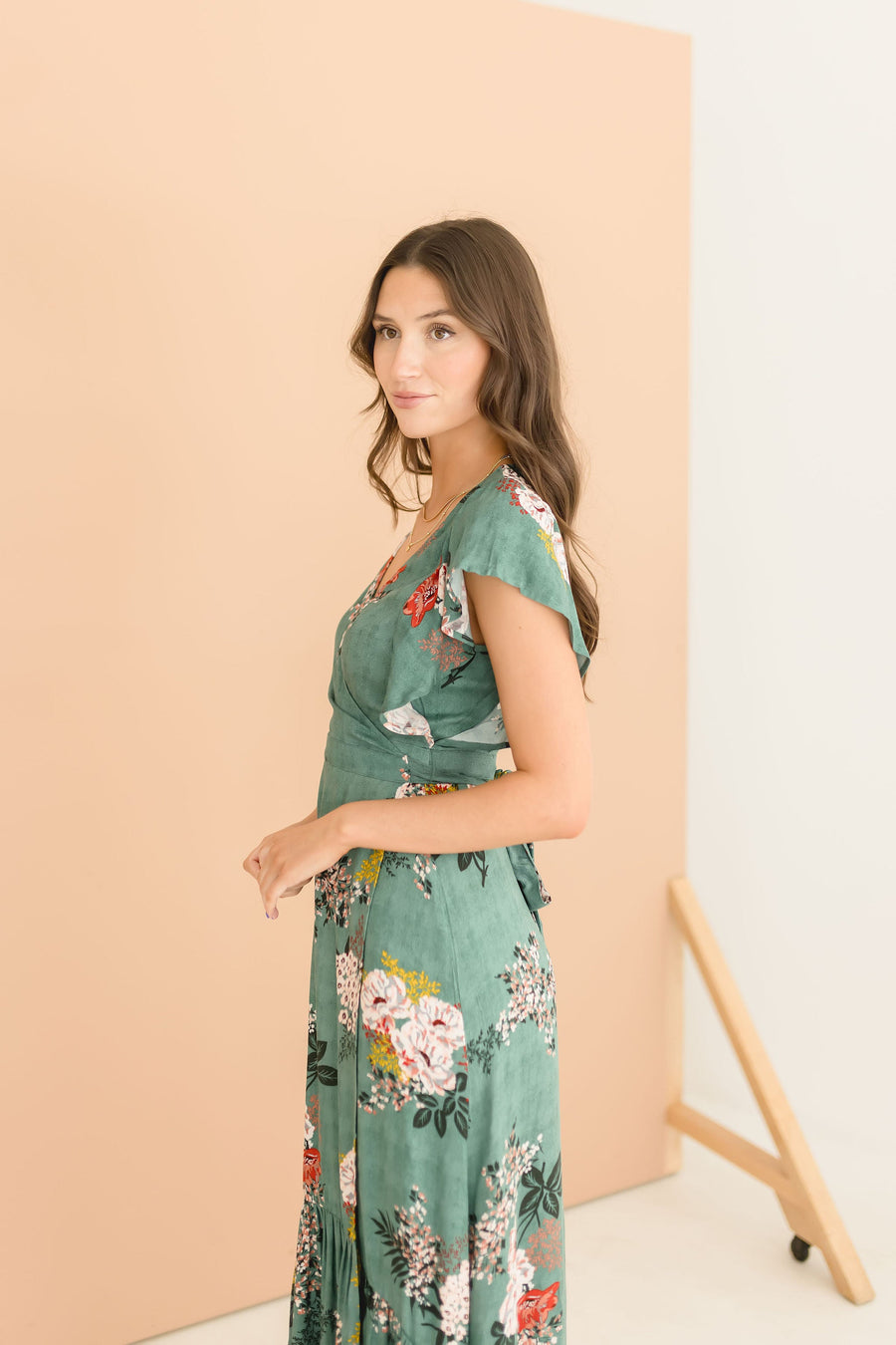 Clarissa Floral Print High Low Wrap Maxi Dress