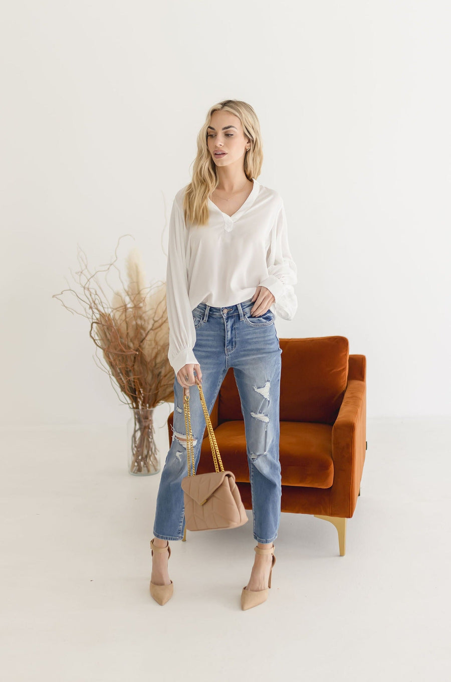 Tiara Long Sleeve Satin Top