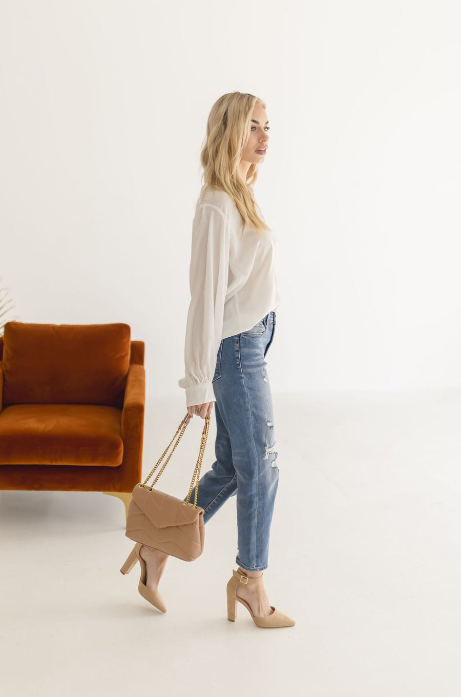 Tiara Long Sleeve Satin Top