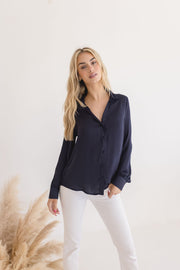 Brianna Long Sleeve Button Down Satin Top