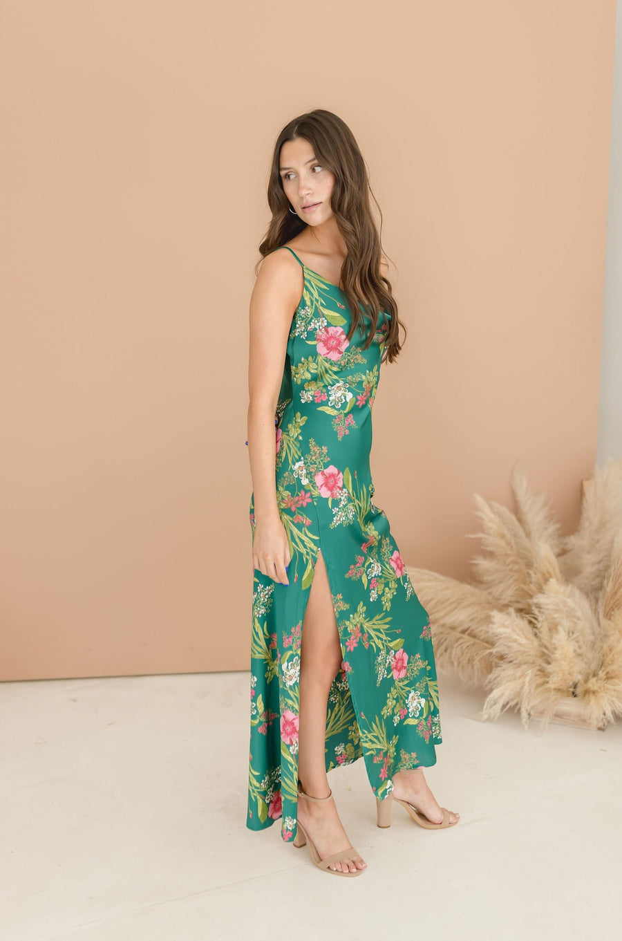 Arlene Sleeveless Cowl Neck Floral Print Maxi Dress