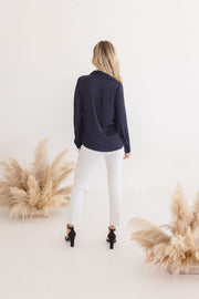 Brianna Long Sleeve Button Down Satin Top