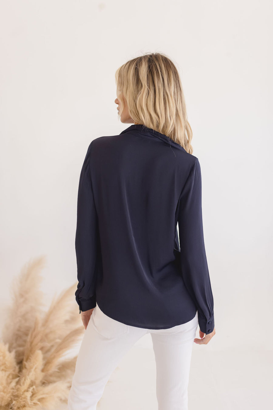 Brianna Long Sleeve Button Down Satin Top