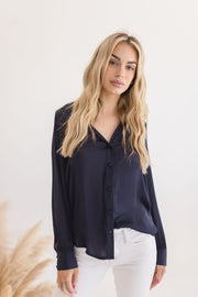 Brianna Long Sleeve Button Down Satin Top