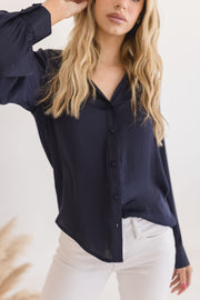 Brianna Long Sleeve Button Down Satin Top