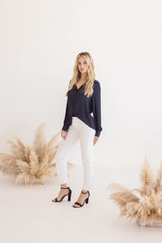 Brianna Long Sleeve Button Down Satin Top