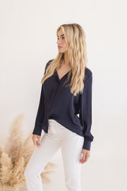 Brianna Long Sleeve Button Down Satin Top